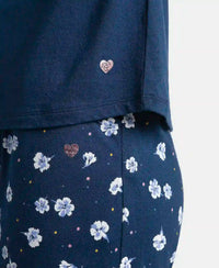Micro Modal Cotton Short Sleeve T-Shirt and Printed Shorts Set - Pageant Blue