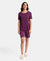 Micro Modal Cotton Short Sleeve T-Shirt and Printed Shorts Set - Purple Wine