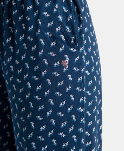 Super Combed Cotton Printed Pyjama with Side Pockets - Pageant Blue