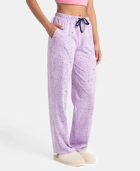 Super Combed Cotton Printed Pyjama with Side Pockets - Pastel Lilac