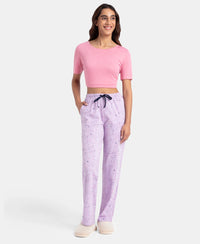 Super Combed Cotton Printed Pyjama with Side Pockets - Pastel Lilac