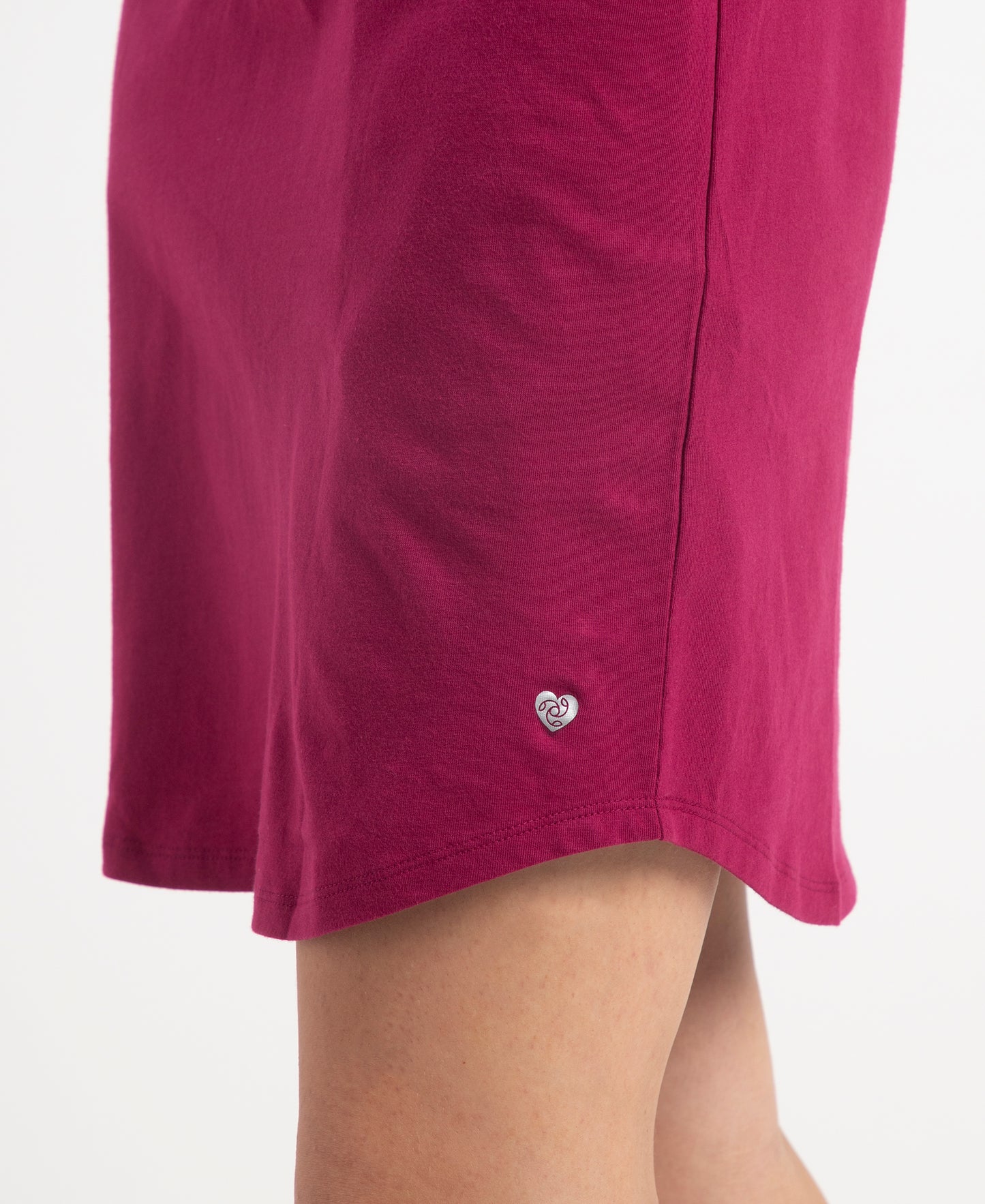 Super Combed Cotton Drop Shoulder Styled Curved Hem Printed Lounge Dress With Side Pockets - Raspberry Radiance