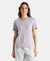 Viscose Elastane Stretch Fabric Relaxed Fit Drop Shoulder Styled T-Shirt - Lavender Aura