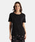 Viscose Elastane Stretch Fabric Relaxed Fit Drop Shoulder Styled T-Shirt - Black