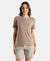Viscose Elastane Stretch Fabric Relaxed Fit Drop Shoulder Styled T-Shirt - Taupe Grey