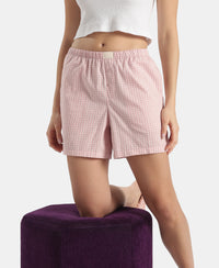 Super Combed Cotton Woven Twill Fabric Relaxed Fit Shorts with Side Pockets - Zephyr & Lavender Aura (Pack of 2)