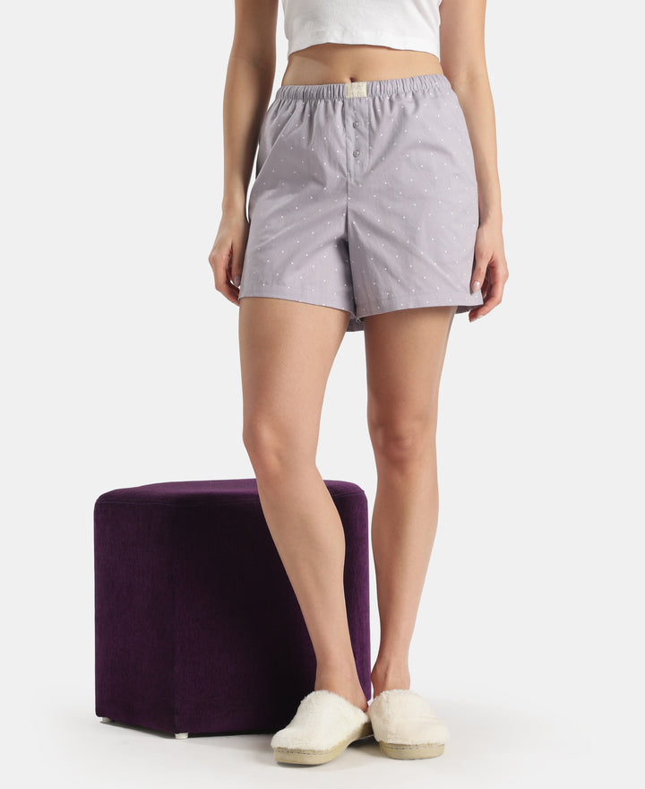 Super Combed Cotton Woven Twill Fabric Relaxed Fit Shorts with Side Pockets - Zephyr & Lavender Aura (Pack of 2)