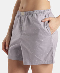 Super Combed Cotton Woven Twill Fabric Relaxed Fit Shorts with Side Pockets - Zephyr & Lavender Aura (Pack of 2)