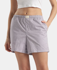 Super Combed Cotton Woven Twill Fabric Relaxed Fit Shorts with Side Pockets - Zephyr & Lavender Aura (Pack of 2)