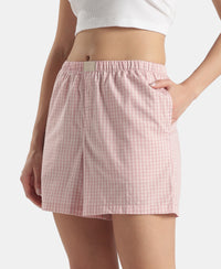 Super Combed Cotton Woven Twill Fabric Relaxed Fit Shorts with Side Pockets - Zephyr & Lavender Aura (Pack of 2)