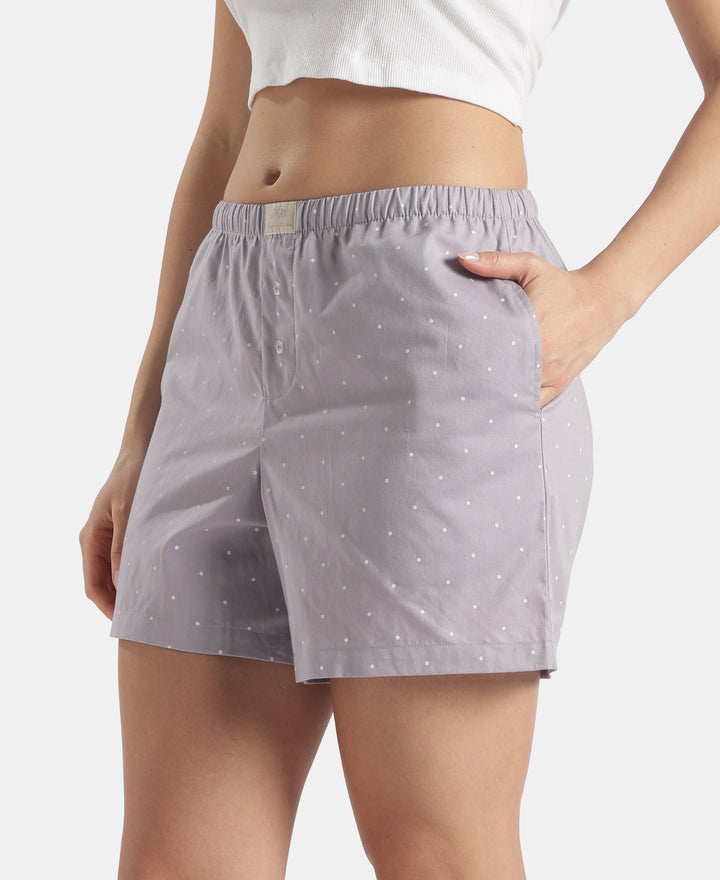 Super Combed Cotton Woven Twill Fabric Relaxed Fit Shorts with Side Pockets - Zephyr & Lavender Aura (Pack of 2)