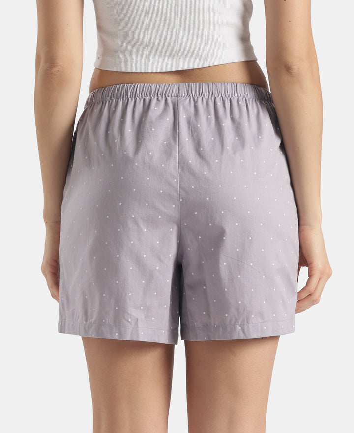 Super Combed Cotton Woven Twill Fabric Relaxed Fit Shorts with Side Pockets - Zephyr & Lavender Aura (Pack of 2)