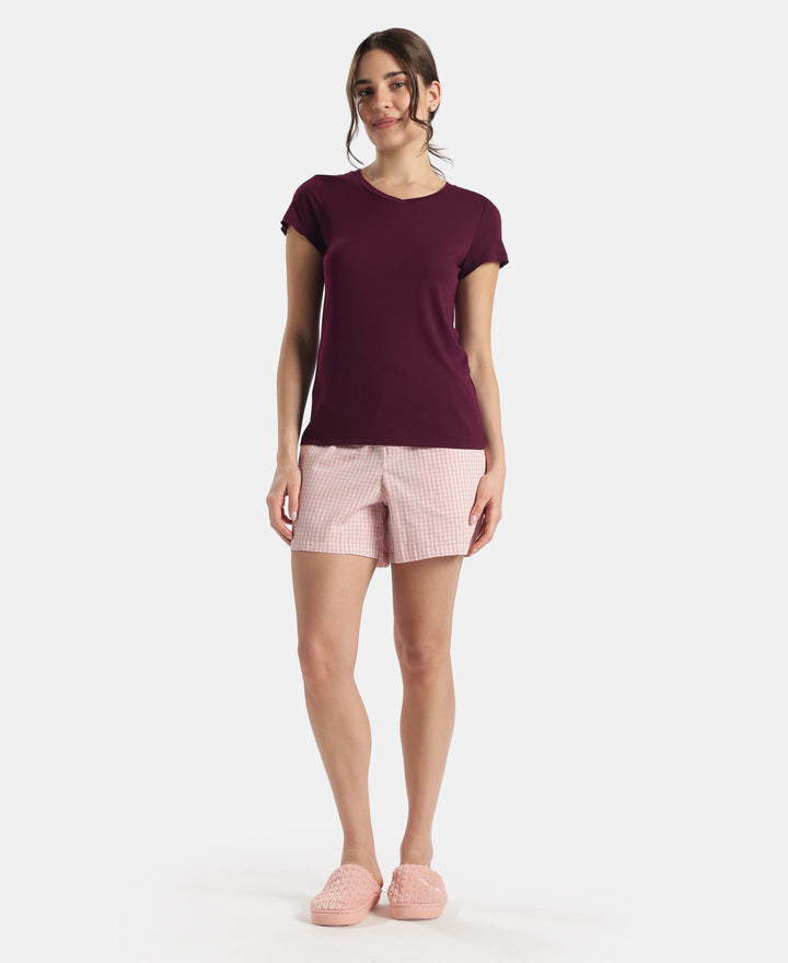 Super Combed Cotton Woven Twill Fabric Relaxed Fit Shorts with Side Pockets - Zephyr & Lavender Aura (Pack of 2)