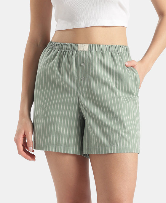 Super Combed Cotton Woven Twill Fabric Relaxed Fit Shorts with Side Pockets - Lily Pad & Zephyr (Pack of 2)