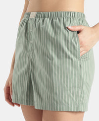 Super Combed Cotton Woven Twill Fabric Relaxed Fit Shorts with Side Pockets - Lily Pad & Zephyr (Pack of 2)