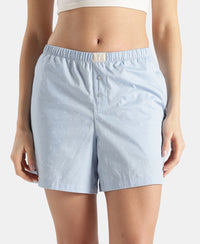 Super Combed Cotton Woven Twill Fabric Relaxed Fit Shorts with Side Pockets - Zephyr & Soft Chambray (Pack of 2)