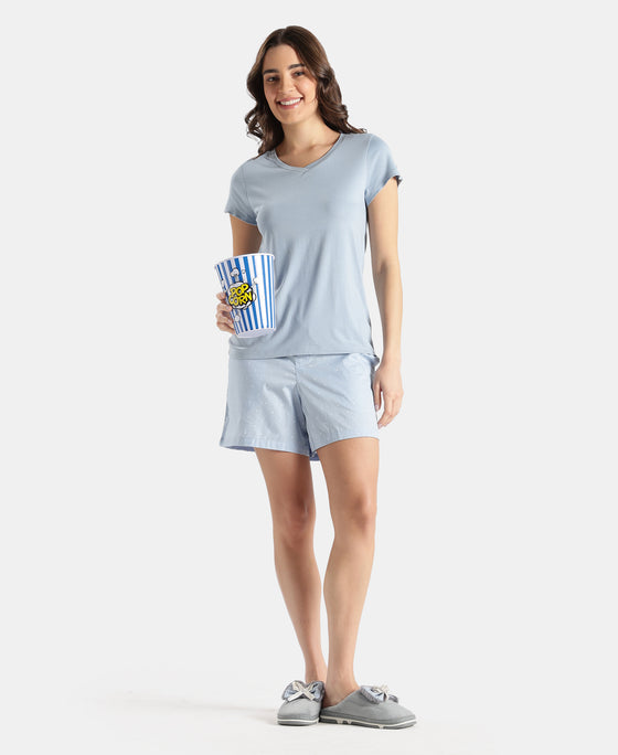 Super Combed Cotton Woven Twill Fabric Relaxed Fit Shorts with Side Pockets - Zephyr & Soft Chambray (Pack of 2)