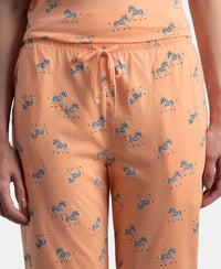 100% Cotton Short Sleeve Printed T-Shirt & Pyjama Sleep Set - Coral