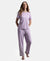 100% Cotton Short Sleeve Printed T-Shirt & Pyjama Sleep Set - Lavendula