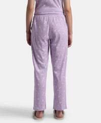 100% Cotton Short Sleeve Printed T-Shirt & Pyjama Sleep Set - Lavendula