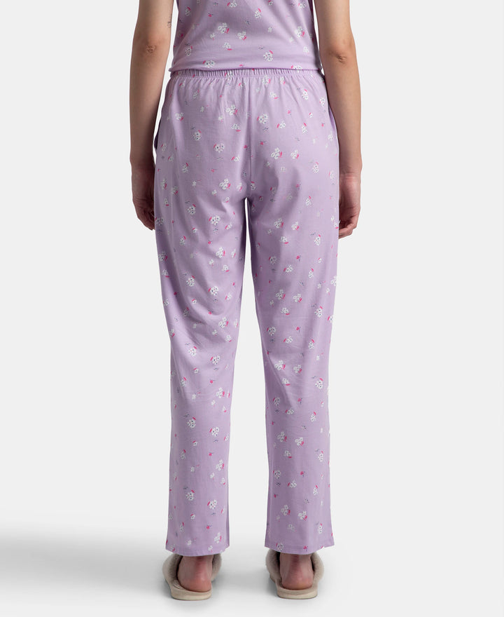 100% Cotton Short Sleeve Printed T-Shirt & Pyjama Sleep Set - Lavendula