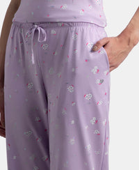 100% Cotton Short Sleeve Printed T-Shirt & Pyjama Sleep Set - Lavendula