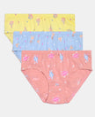 Super Combed Cotton Printed Panty with Ultrasoft Waistband - Lemon Meringue, Skyway & Mellow Rose (Pack of 3)