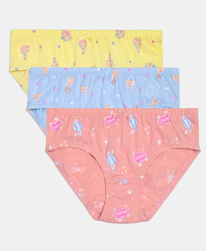 Super Combed Cotton Printed Panty with Ultrasoft Waistband - Lemon Meringue, Skyway & Mellow Rose (Pack of 3)