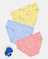 Super Combed Cotton Printed Panty with Ultrasoft Waistband - Lemon Meringue, Skyway & Mellow Rose (Pack of 3)
