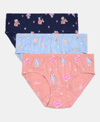 Super Combed Cotton Printed Panty with Ultrasoft Waistband - Skyway, Mellow Rose & Imperial Blue (Pack of 3)