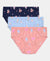 Super Combed Cotton Printed Panty with Ultrasoft Waistband - Skyway, Mellow Rose & Imperial Blue (Pack of 3)