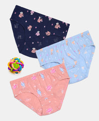 Super Combed Cotton Printed Panty with Ultrasoft Waistband - Skyway, Mellow Rose & Imperial Blue (Pack of 3)