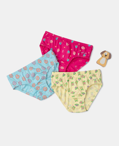 Super Combed Cotton Printed Panty with Ultrasoft Waistband - Lemon Meringue, Beetroot Pink & Angel Blue (Pack of 3)