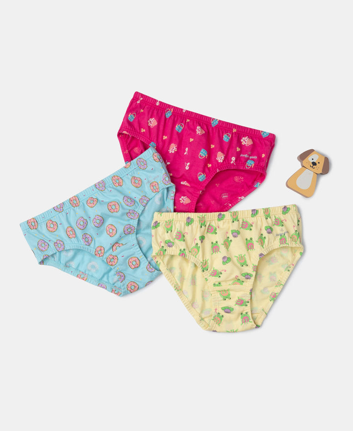 Super Combed Cotton Printed Panty with Ultrasoft Waistband - Lemon Meringue, Beetroot Pink & Angel Blue (Pack of 3)