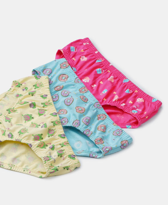 Super Combed Cotton Printed Panty with Ultrasoft Waistband - Lemon Meringue, Beetroot Pink & Angel Blue (Pack of 3)