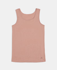 Girl's Super Combed Cotton Rib Solid Inner Tank Top - Misty Rose