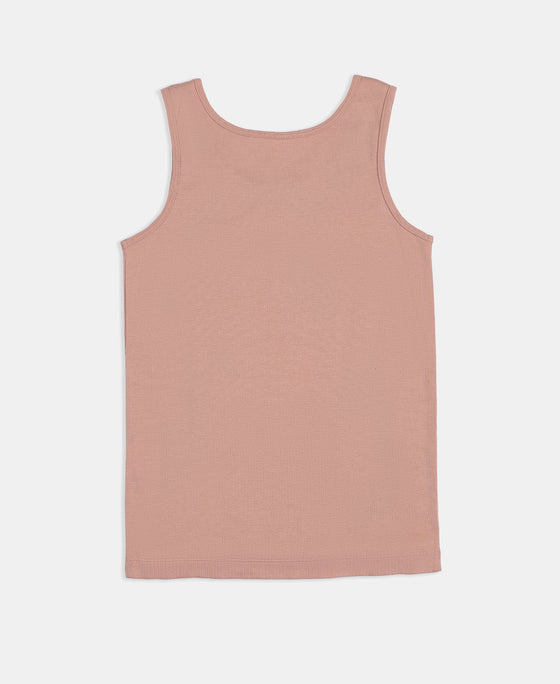Girl's Super Combed Cotton Rib Solid Inner Tank Top - Misty Rose