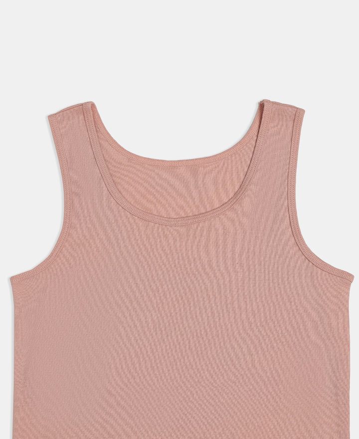 Girl's Super Combed Cotton Rib Solid Inner Tank Top - Misty Rose