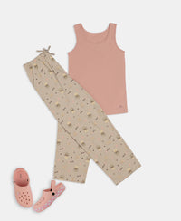 Girl's Super Combed Cotton Rib Solid Inner Tank Top - Misty Rose