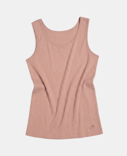 Girl's Super Combed Cotton Rib Solid Inner Tank Top - Misty Rose