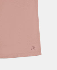 Girl's Super Combed Cotton Rib Solid Inner Tank Top - Misty Rose