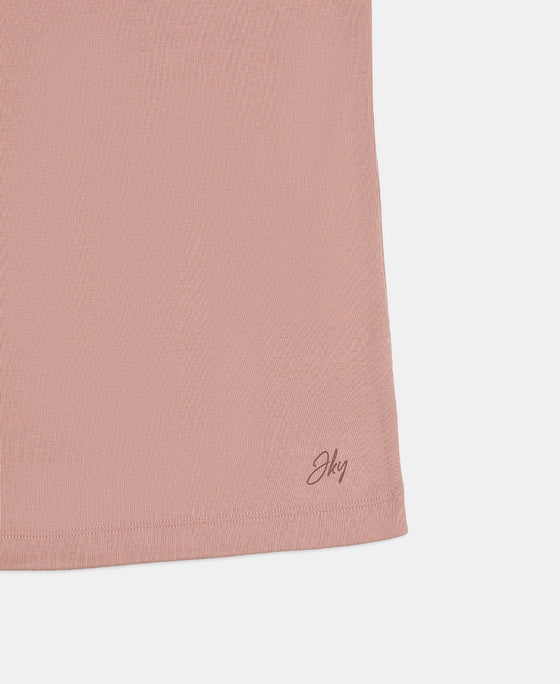 Girl's Super Combed Cotton Rib Solid Inner Tank Top - Misty Rose