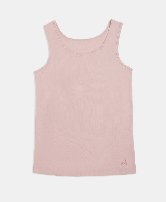 Girl's Super Combed Cotton Rib Solid Inner Tank Top - Potpourri