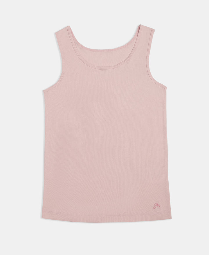 Girl's Super Combed Cotton Rib Solid Inner Tank Top - Potpourri