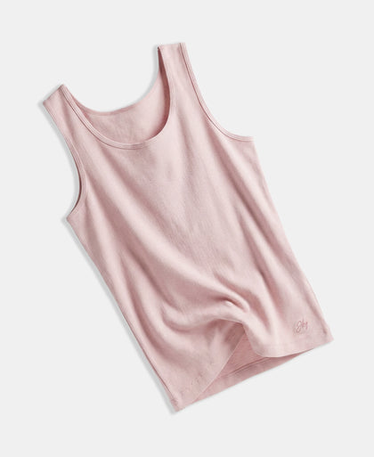 Girl's Super Combed Cotton Rib Solid Inner Tank Top - Potpourri