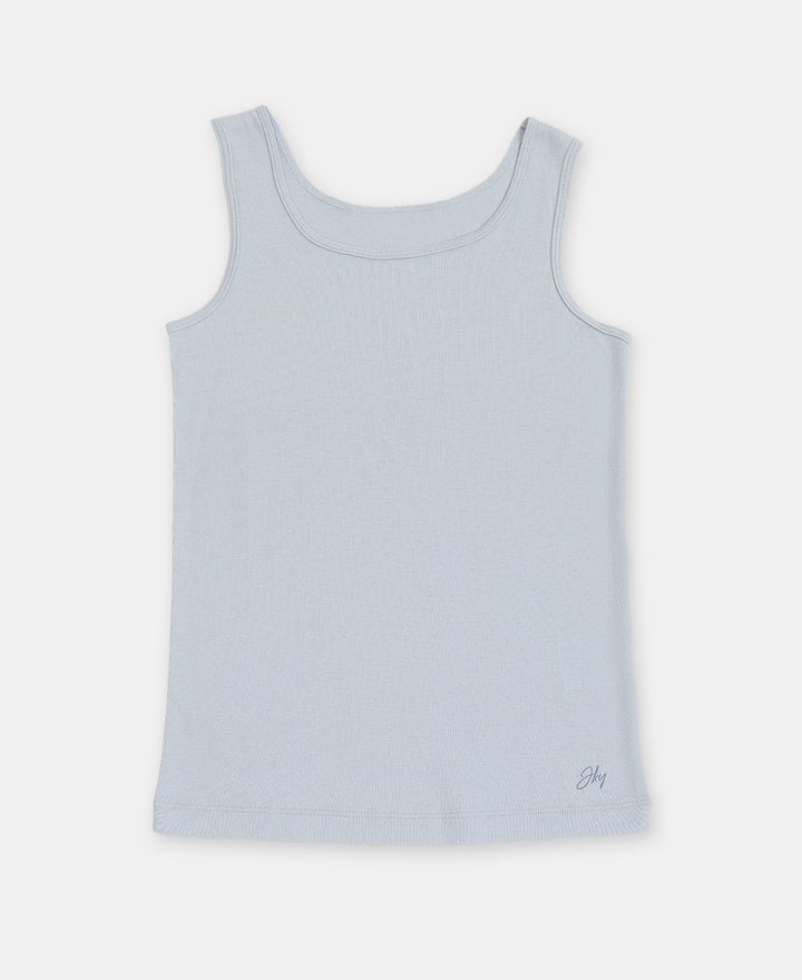 Girl's Super Combed Cotton Rib Solid Inner Tank Top - Sky Way