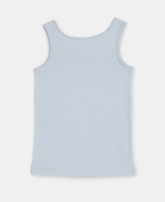 Girl's Super Combed Cotton Rib Solid Inner Tank Top - Sky Way
