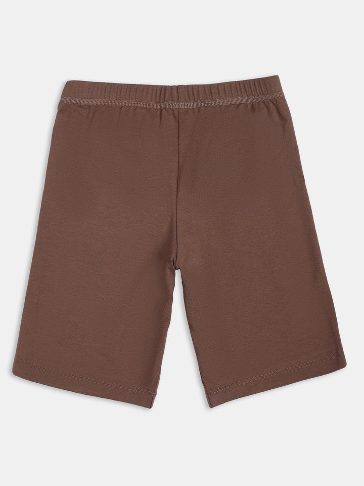 Girl's Super Combed Cotton Elastane Stretch Shorties with Ultrasoft Waistband - Deep Taupe