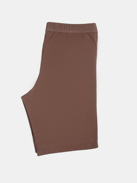 Girl's Super Combed Cotton Elastane Stretch Shorties with Ultrasoft Waistband - Deep Taupe