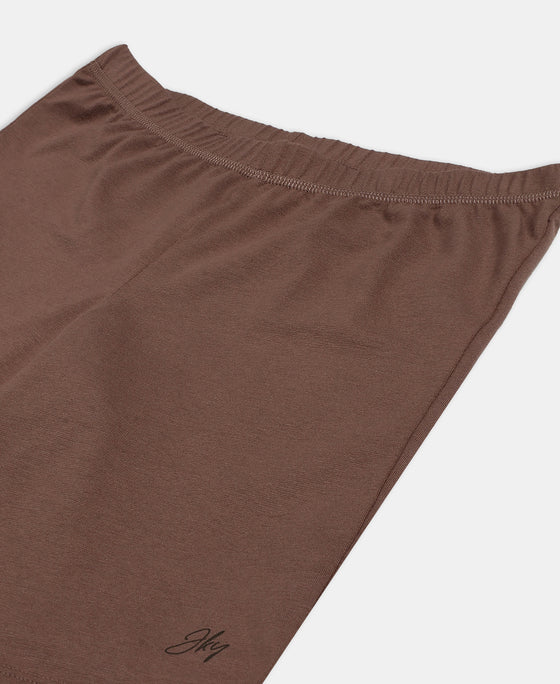 Girl's Super Combed Cotton Elastane Stretch Shorties with Ultrasoft Waistband - Deep Taupe (Pack of 2)